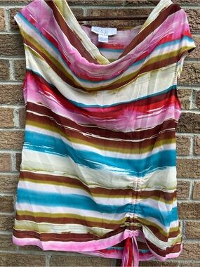 Mel & Co Multicolor Striped Cowl Neck Blouse - size large